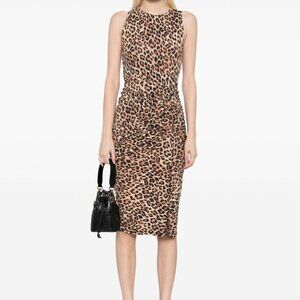 Alice + Olivia Leopard Print Maedell twisted midi dress